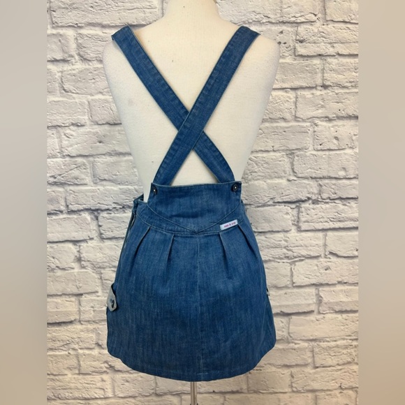 Sass & Bide denim overall mini skirt with Suspender Dress Contrast Denim SZ 28/S - Picture 4 of 10
